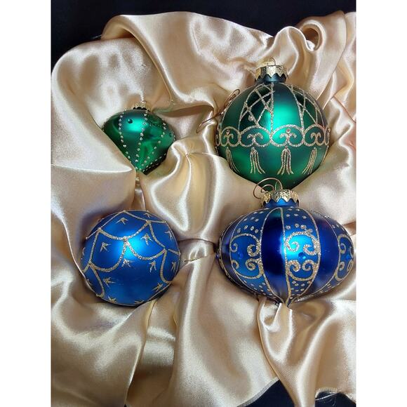 Mercury Glass Ornaments Swarovski Crystals 6 Christmas by Brass key Lumiere - Picture 2 of 7